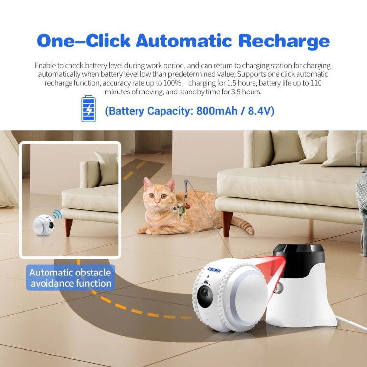 ESCAM QF011 2MP Smart Pet Robot Camera with Night Vision & Remote Control, QF011 - Image 6