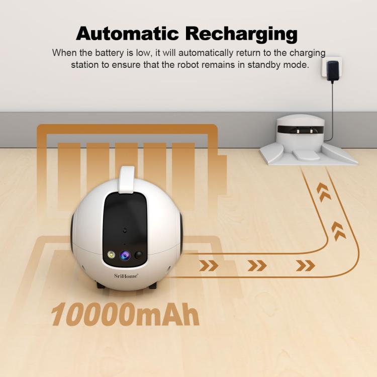 SriHome DH013 Plus 4MP Smart Pet Robot Camera with Auto-Charging Dock, US Plug, UK Plug, EU Plug, AU Plug - Image 18